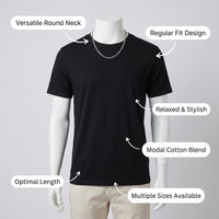 T Shirts for Women in Soft Modal Blend, Oversized Loose Fit Ladies Casual Wear, Round Neckline Summer Top, Breathable