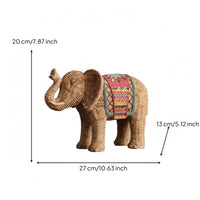Rattan Elephant Decor Decorative Woven Elephant Statue Cute Look for Shelf Display