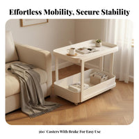 2-Tier Rolling Stand Mobile 2-Tier Oval Trolley space-saving for Living Room, Kitchen