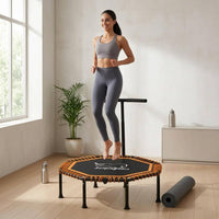Non-Slip Indoor Exercise Trampoline Low Low-Strain Workout Rebounder Trampoline High Weight Capacity Fitness Rebounder Sturdy Frame for Adults, Beginners, Home Gym