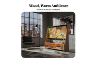 Mobile TV Stand Solid Wood Storage Cabinet Space Saving Rolling Furniture Suitable for Renters Living Room Bedroom Modern Home Decor