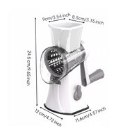 Effort Saving Rotary Vegetable Cutter Saves Time Multifunctional Drum Grater 3 Interchangeable Hand Crank Food Chopper Safe to Use for Meal Prep, Salad Making