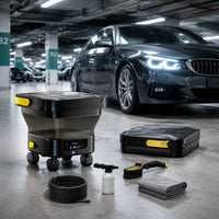 Wheeled Portable Car Washer with Wheels IPX5 Waterproof Car Wash Machine with Water Tank Compact Pressure Washer with Tank Mini for Driveway