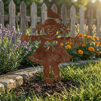 Metal Scarecrow Stake Rust Finish Scarecrow Stake Iron for Villa