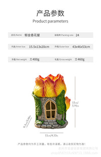 跨境新品树脂郁金香花卉太阳能造景房装饰户外庭院花园假山草坪
