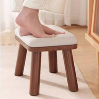 Wooden Shoe Changing Stool Easy to Clean Upholstered Footstool Scratch Resistant