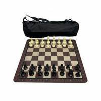 Chess game Faux Wood Grain Rubber Mat Chess Board  Travel Board Game for Beginners, Students, Tournaments, School Organizations
