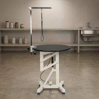 Round Pet Grooming Table Metal Base Petcare Equipment Wrapped Border