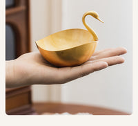 轻奢家居黄铜创意天鹅收纳碟茶几桌面零食干果盘装饰摆件首饰托盘