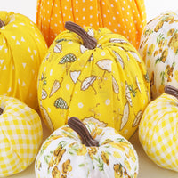 Autumn Fabric Pumpkin Decor, Simulation Pumpkin, Thanksgiving Decoration, Plaid Maple Leaf Pumpkin Ornament