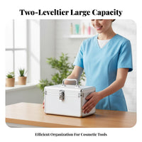 Portable Makeup Train Case Two-Tier Tray Makeup Train Case Large Capacity