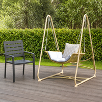 Hollywood Swing Chair, Rustic Garden Swing 178x68x73cm, Garden Furniture for Terrace, Gray/Beige