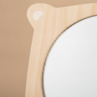 Natural Bear Mirror with Loop Smooth Wooden Handheld Mirror Compact Toy Educational for Toddlers, Playroom