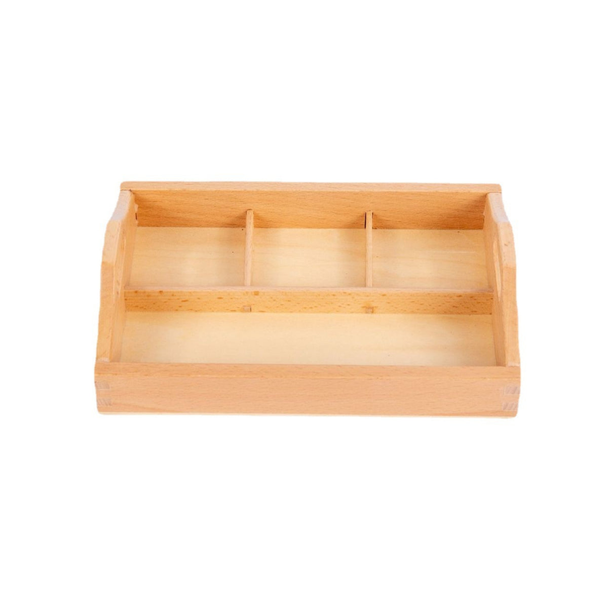 Natural Wood Educational Tray Compartmented Wooden Tray with Handles Lightweight Sturdy for Children, Teachers, Playroom