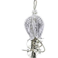 Hanging Floral Bell with Pearls White Decoration Beaded for Wedding Planners