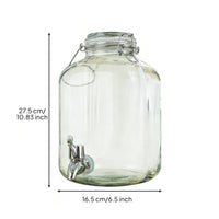 Glass Jar with Spigot Easy Assembly Large Drink Dispenser with Tap Aged Appearance Design Glass Spigot Dispenser for Parties, Weddings