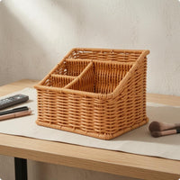 Wicker Desktop Basket Handwoven Woven Desk Basket Compact