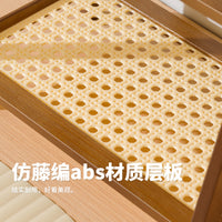 Ins Vintage Style Rattan Cream Color Double-Layer Desktop Storage Rack