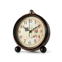 Quartz Movement Tabletop Alarm Clock Copper-Toned Rim Vintage-Style Alarm Clock