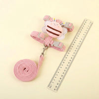 1.2m Bee Harness and Leash Set - Pink Feline Harness, Cat Leash, Soft Cloth H-Shaped Harness for Small Cats, Cute Cartoon Pets Walking Set