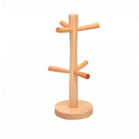 Wooden Cup Drying Rack Natural Wood Wooden Mug Holder Rustic Style