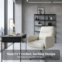 Scalloped Back Vanity Chair Vintage Inspired Upholstered Armchair Curved Backrest Sturdy Metal Legs for Reception Area, Bedroom