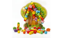 Tree-Shaped Wooden Threading Board Multicolor Threading Board with Beads Smooth Wooden Blocks Vibrant for Preschoolers, Toddlers, Home, Daycare