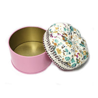 Pumpkin Pin Cushion Storage Box Handmade Crafting Tool Textile Top Sewing Tin