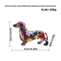 Resin Dachshund Statue Multicolor Sausage Dog Ornament Long-Lasting