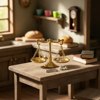 Miniature Balance Scale with Weights Realistic Balance Scale with Weights Compact for Study Desk