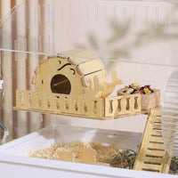 Panoramic Hamster Cage, Fully Transparent Hamster Villa with Exercise Wheel, Large Syrian and Dwarf Hamster Home for Easy Viewing