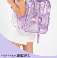 跨境亚马逊透明双肩包大容量小学生初高中年级防水书包双肩背包女