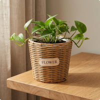 Imitation Rattan Pot Rustic Style Home Decor Long-Lasting for Tabletop