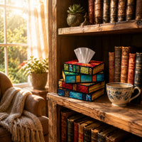 Book-Style Tissue Box Cover Fashionable Container Elegant for Reading Nook