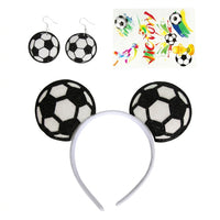 international tournament Fan Headband Accessories Set for Adults, 3 Piece with Earrings and Stickers, Football Hairband for Sports Events
