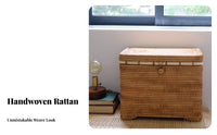 Vintage Design Woven Rattan Chest Decorative Lidded Woven Basket Long-Lasting Household Storage Sturdy Frame for Apartment Dwellers, Gift Givers, Living Room, Bedroom, Closet, Nursery