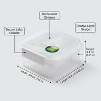 Sandwich Lunch Box for Adults, Double Layer with Compartments, Portable Food Container with Dividers for Picnic Outdoor, 1250ml White
