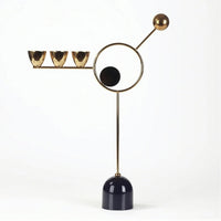 Geometric Candle Holder Abstract Candle Holder with Metal Frame Gold-Toned for Consoles, Shelves