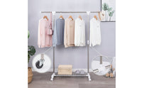 Adjustable Clothes Drying Rack with Shelf Expandable Rolling Clothes Rack Easy to Assemble Furniture Space-Saving for Renters, Students, Laundry Room, Bedroom, Balcony, Apartment