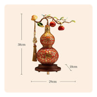 Double Gourd Ornament Raised Designs Chinese Gourd Decor Feng Shui Decorative Item
