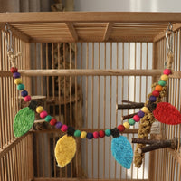 Loofah Bird Toy and Linear Strand Parrot Toy, Foraging Bird Cage Toy for African Grey, Hanging Parrot Training Toy for Small Medium Pet