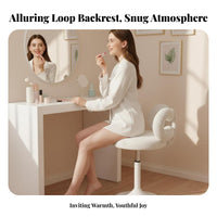 Round plush rotating Stool Upholstered Seat Vanity Chair Sturdy Construction