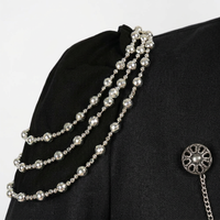 Fantasy Theatrical Cloak Men, Fancy Dress Hooded Cape, Costume Cloak Chain Embel #variant:Black