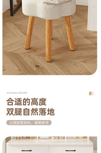 奶油风化妆凳创意云朵凳轻奢高级感梳妆台凳子简约女生卧室梳妆凳 灰色科技布【仿木纹铁艺腿】