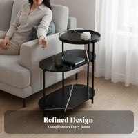 3-Tier Shelf Table Space-Saving 3-Tier Accent Stand Rounded Edges for Homeowners