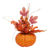 Pumpkin with Faux Leaves Harvest Fake Pumpkins Compact Decoration for Thanksgiving