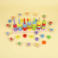 Educational Stacking Rings Colorful Circular Pieces Sorting Game Smooth Wood Educational Stacking Toy for Preschoolers, Kindergarten