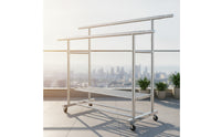 Stainless Steel Double-Rod Drying Rack Floor-Standing Double Rod Garment Rack Sturdy Long-Lasting for Balcony