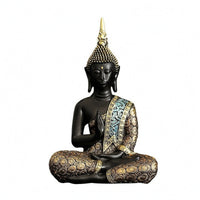 Meditating Buddha Figurine Resin Seated Zen Statue Ornate