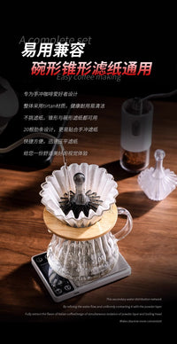 Bincoo手冲咖啡V60锥形折纸滤蛋糕滤纸使用压纸器耐热Tritan树脂